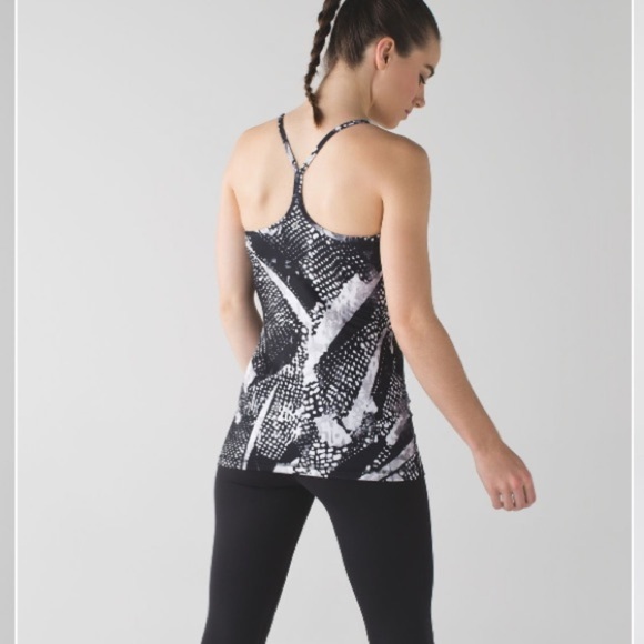 Lululemon Power Y Tank Top Luon Static Mist Black White 8 - Picture 6 of 11